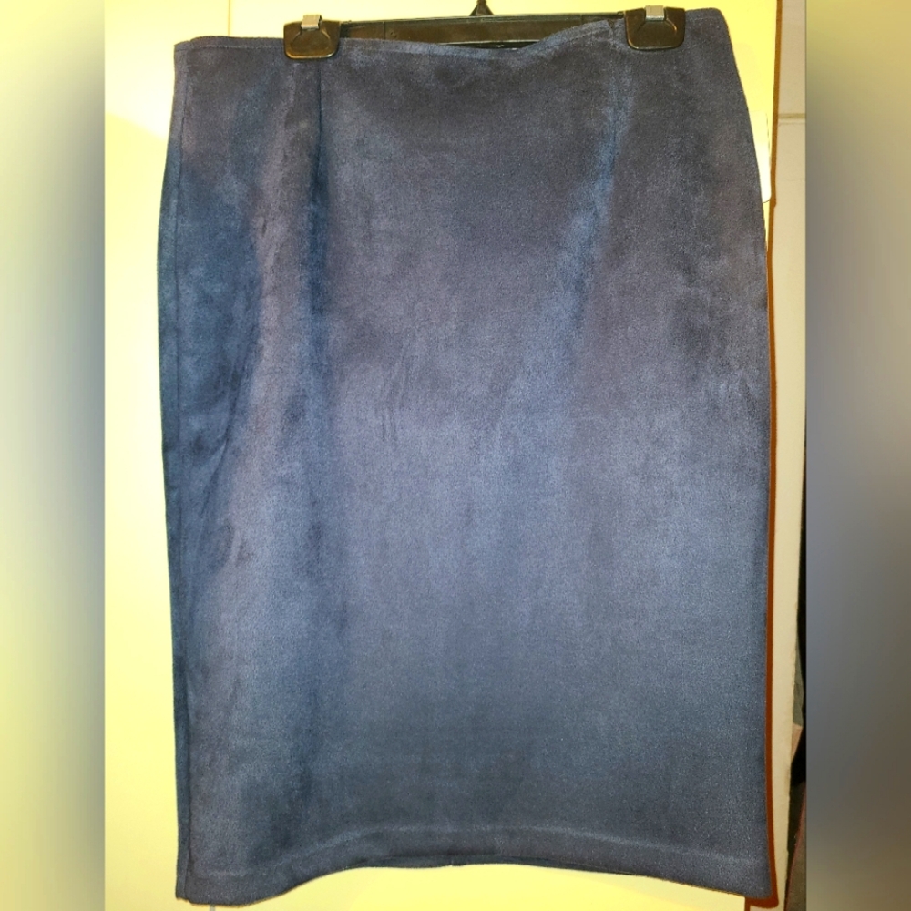 Navy Blue Suede Skirt